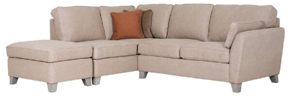 Castro Fabric Left Hand Corner Sofa With Oak Legs In Biscuit