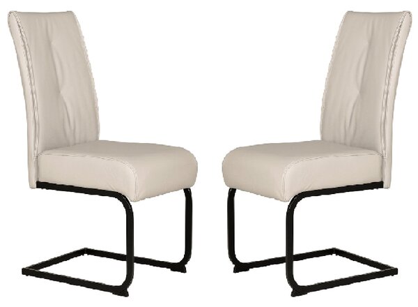 Decatur Natural Leather Dining Chairs With Black Legs In Pair