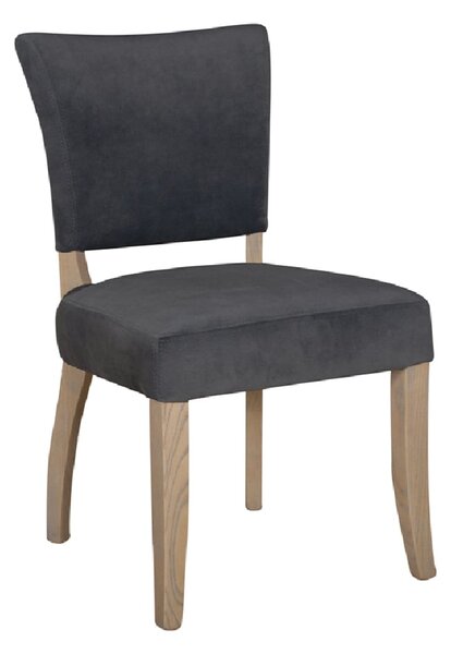 Dothan Velvet Dining Chair With Oak Legs In Dark Grey