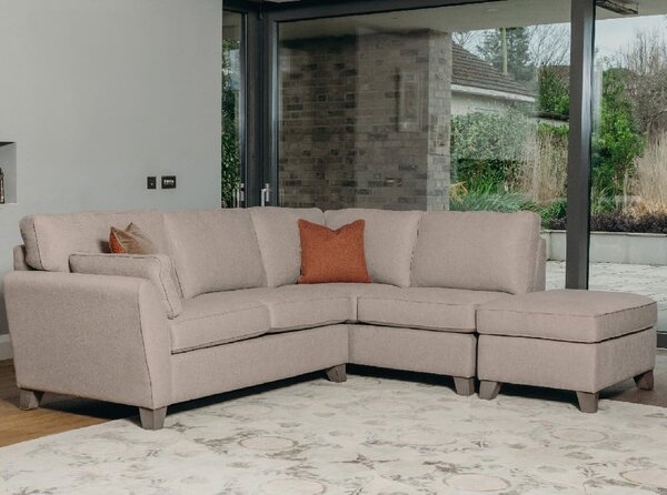 Castro Fabric Right Hand Corner Sofa With Oak Legs In Biscuit