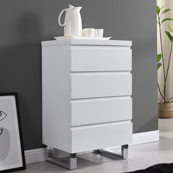 Sydney Chest Of Drawers in High Gloss White With 4 Drawers