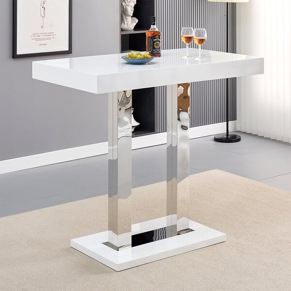 Caprice High Gloss Bar Table Rectangular In White