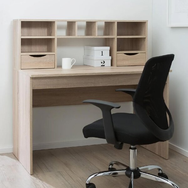 Abingdon Wooden Laptop Desk With 2 Drawers In Light Oak