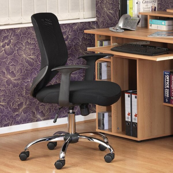 Albany Fabric Home And Office Chair With Chrome Base In Black