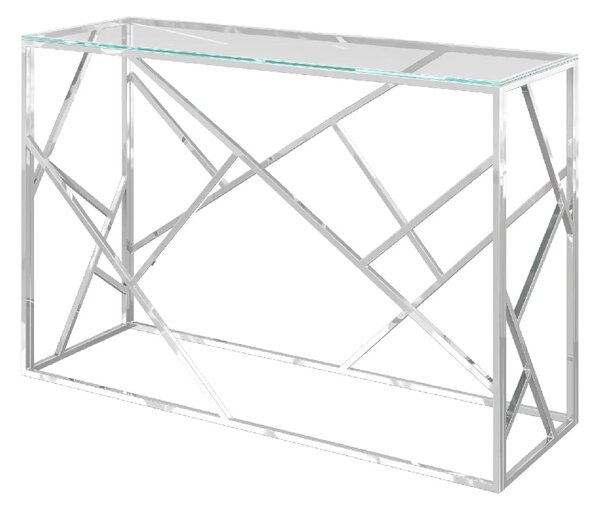 Keele Clear Glass Rectangular Console Table In Chrome Frame