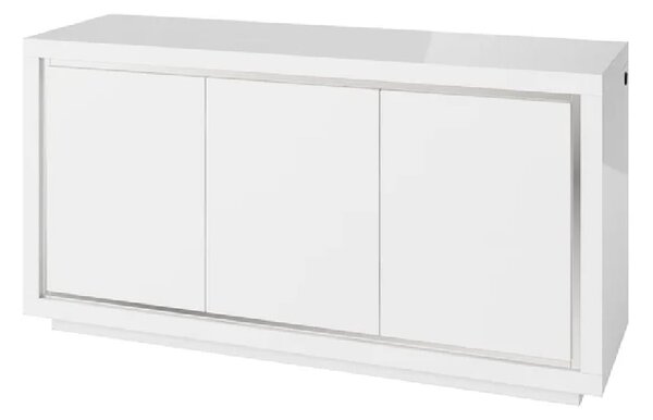 Spalding High Gloss Sideboard With 3 Doors In White And LED