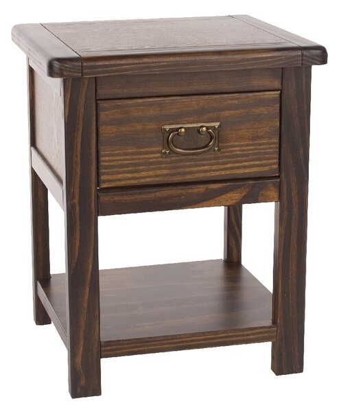 Birtley Wooden Bedside Cabinet With 1 Drawer In Dark Brown