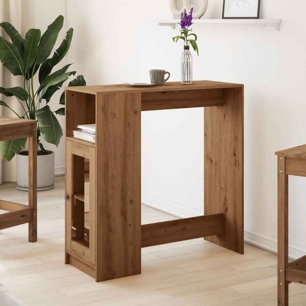 Alvero Wooden Rectangular Bar Table With 1 Door In Artisan Oak