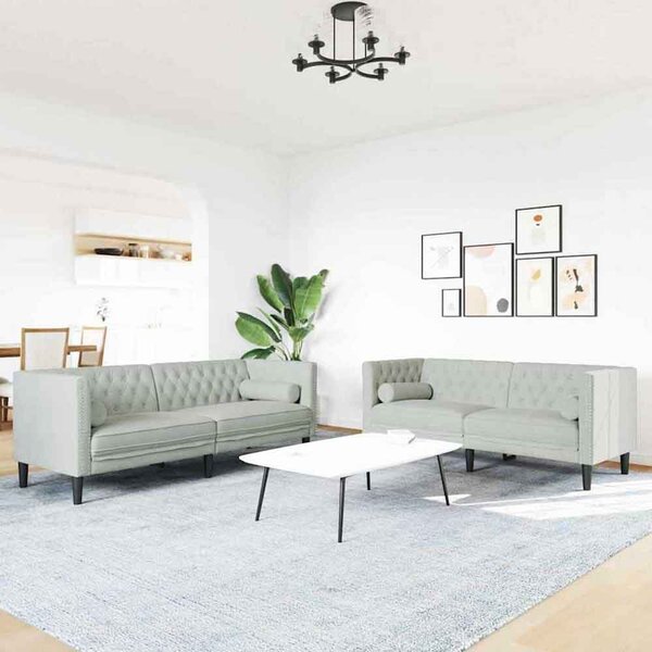 Ardino Velvet 3+2 Sofa Set In Light Grey