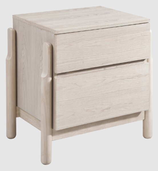 Wichita Wooden Bedside Cabinet With 2 Drawers In White Wash Oak