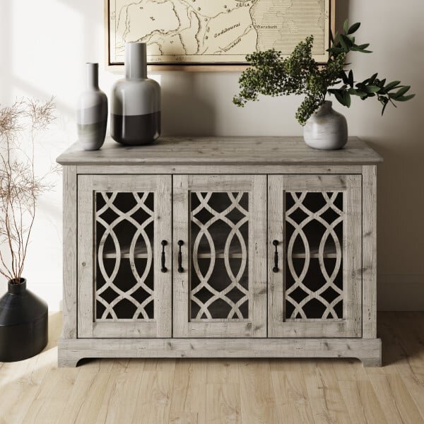 Arcata Wooden Sideboard With 3 Doors In Mexican Grey