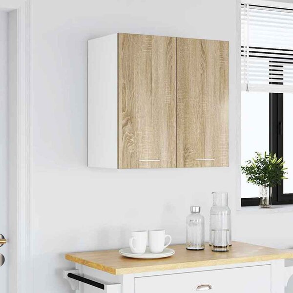 Baina Wall Hung Wooden Storage Cabinet With 2 Doors - Sonoma Oak/White