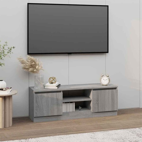 Baina 102cm Wooden TV Stand With 2 Doors - Grey Sonoma