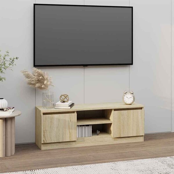 Baina 102cm Wooden TV Stand With 2 Doors - Sonoma Oak