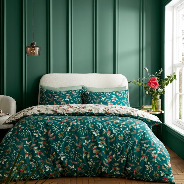 Royal Horticultural Society Winter Foliage Reversible Duvet Cover Bedding Set Green