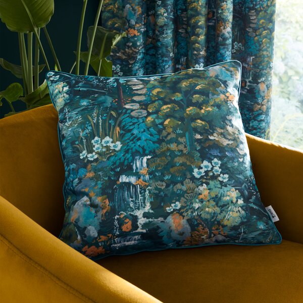 Royal Horticultural Society Garden Walk 50cm x 50cm Feather Filled Cushion Blue