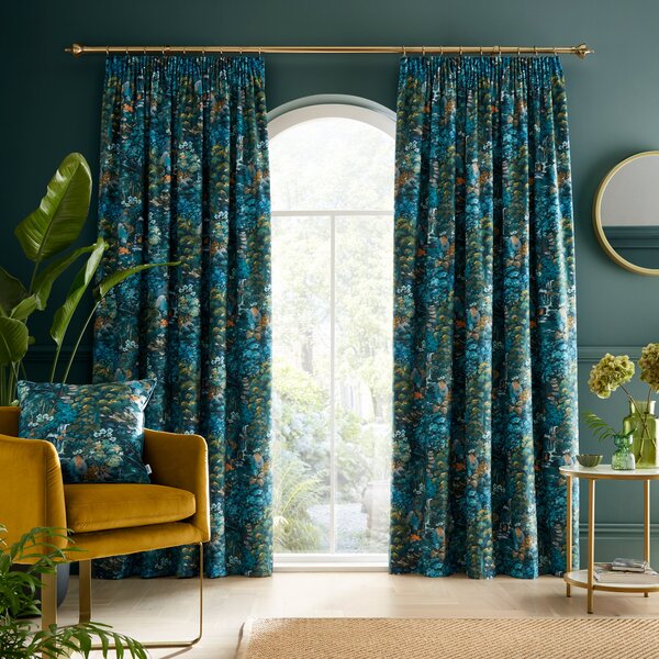 Royal Horticultural Society Garden Walk Eco Ready Made Curtains Blue