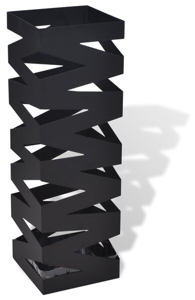Black Square Umbrella Stand Storage Holder Walking Stick Steel 48.5 cm