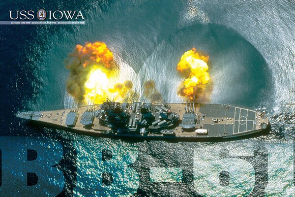 Poster USS Iowa Guns firing