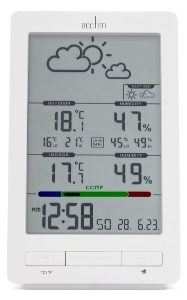 Acctim Skyler 6-in-1 Barometric Weather Station Clock White