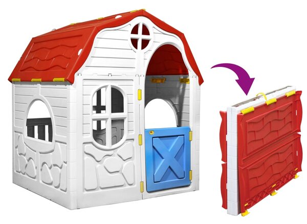 Kids Foldable Playhouse with Working Door and Windows