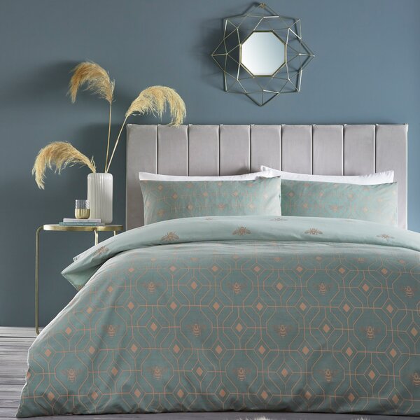 Furn Bee Deco Geometric Duvet Cover Bedding Set Eau De Nil