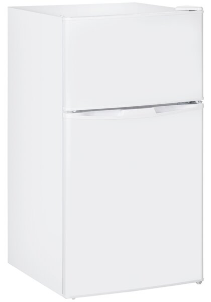 HOMCOM 88L Under Counter Fridge Freezer, Small Refrigerator with 5-Setting, 3 Star Freezer Rating, White