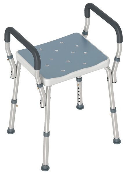 HOMCOM 57-69cm Aluminium Frame Bath Seat - Light Blue