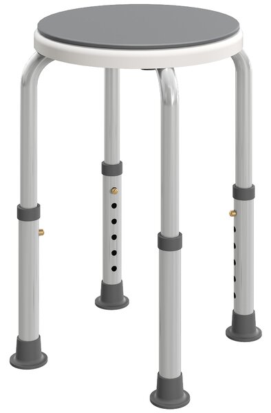 HOMCOM 360° Swivel Shower Chair, Height Adjustable Aluminium Shower Stool with Non-Slip Feet for Disabled, Elderly, Grey
