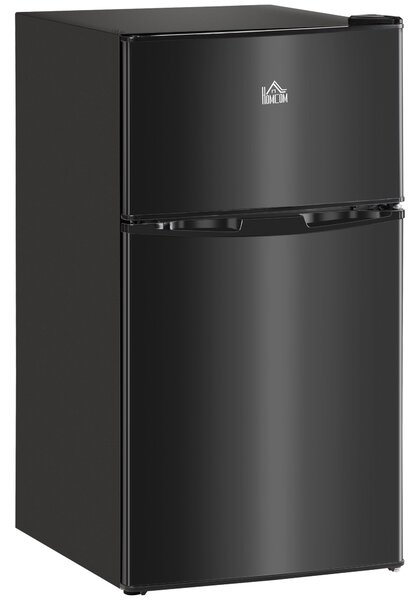 HOMCOM 88L Under Counter Fridge Freezer, Small Refrigerator with 5-Setting, 3 Star Freezer Rating, Black