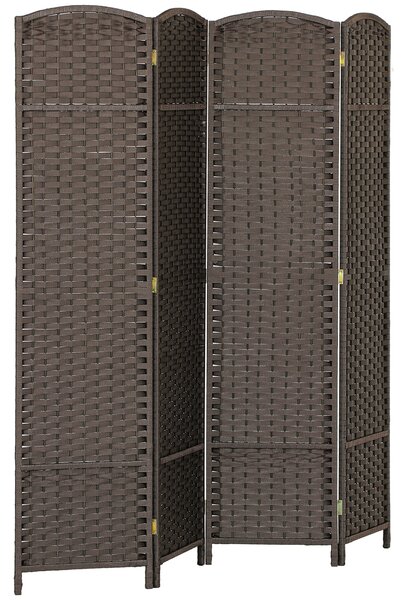 HOMCOM 4 Panel Folding Room Divider, Freestanding Privacy Screen for Living Room, Bedroom and Office, 160 x 170cm, Brown