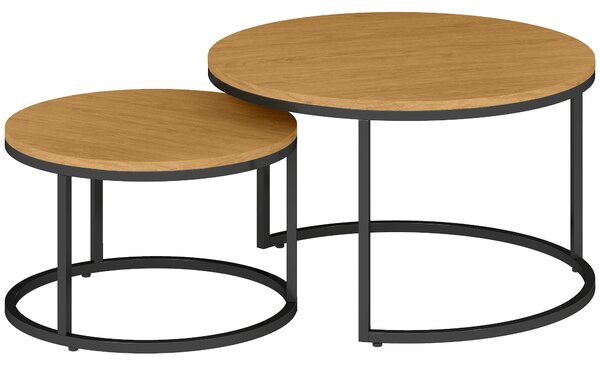 HOMCOM Set of Two Wood-Effect Stacking Tables - Brown