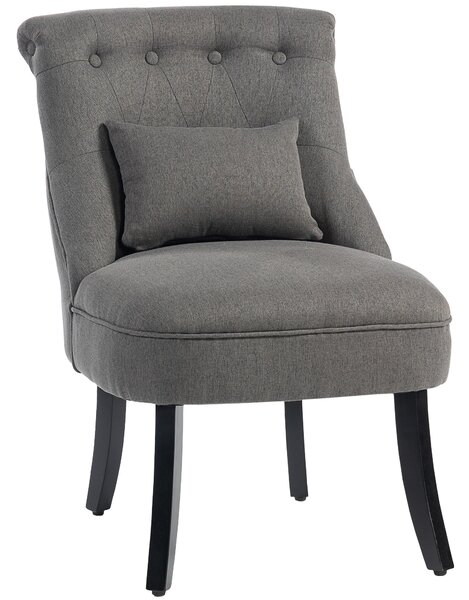 HOMCOM Fabric Single Sofa Dining Chair Tub Chair Upholstered W/ Pillow Solid Wood Leg Home Living Room Furniture, Cat Scratch Anti, Charcoal Grey