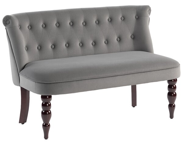 HOMCOM Velvet 2 Seater Sofa, Button Tufted Wingback Loveseat with Rubber Wood Legs for Living Room, Bedroom, Charcoal Grey