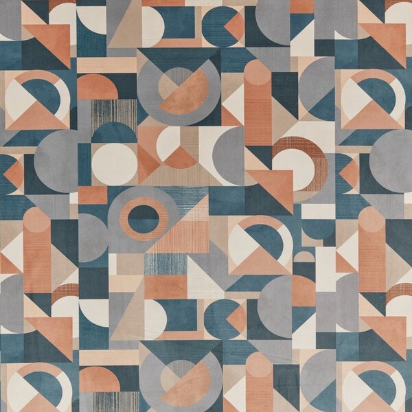 Geometrica Digitally Printed Velvet Curtain Fabric Harissa