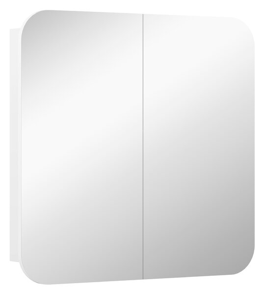 HOMCOM Arched Bathroom Mirror Cabinet with Adjustable Shelves - White