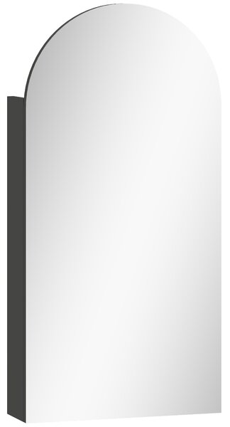 HOMCOM Arched Bathroom Mirror Cabinet with Adjustable Glass Shelves - Black