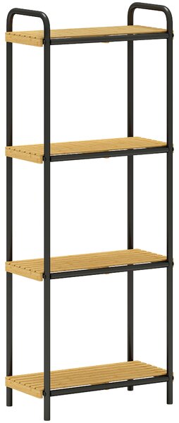 HOMCOM 4-Tier Bamboo Bathroom Storage Shelf, Freestanding Narrow Shelving Unit with Slatted Shelves for Kitchen Bathroom Living Room, 41.5 x 21.5 x 106 cm, Natural and Black