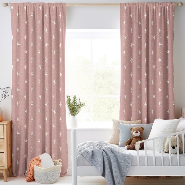 ANTE DECOR Ballerinas Printed Cotton Made To Measure Curtains Bubblegum