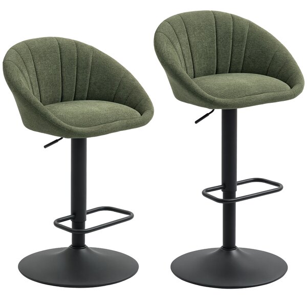 HOMCOM Set of Two Relaxed Tub Bar Stools - Dark Green