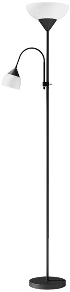 HOMCOM LED Floor Lamp for Living Room, 180cm Tall Standing Lamp, Mother and Child Uplighter with Adjustable Gooseneck, Black