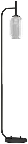 HOMCOM Floor Lamp for Living Room with Glass Lampshade, Modern Standing Lamp with Foot Switch for Bedroom, Bulb not Included, Black