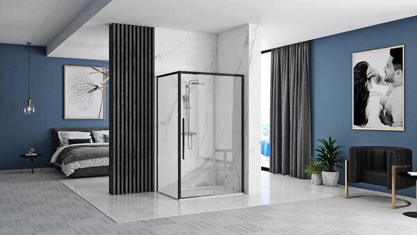 Shower enclosure Rea SOLAR BLACK MAT 100x80