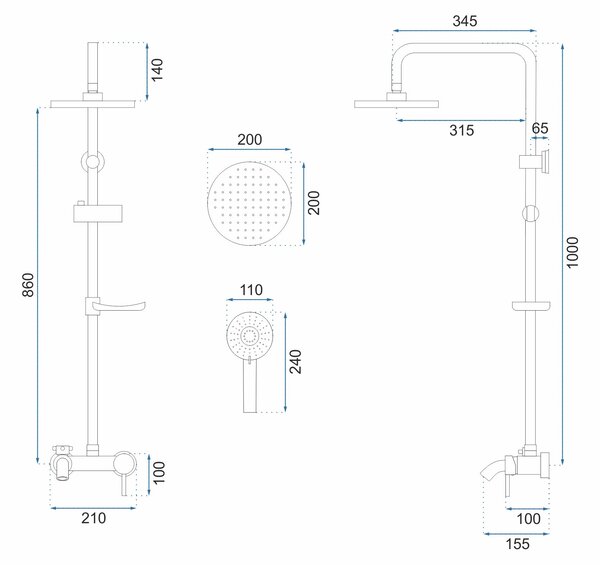 Shower set REA LUIS Black