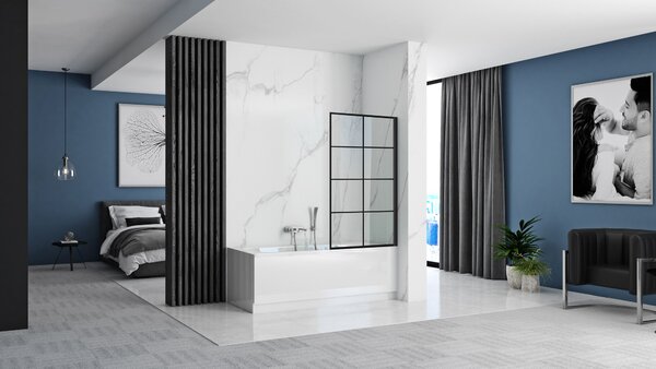 Bathtub screen Rea Lagos-1 Fix 70 Black