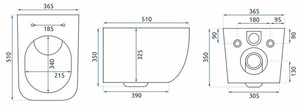 TOILET BOWL REA MARTIN SLIM RIMLESS DUROPLAST