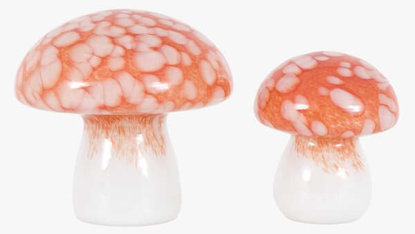 Autumnal Glass Mushrooms in Burnt Orange, Set of 2
