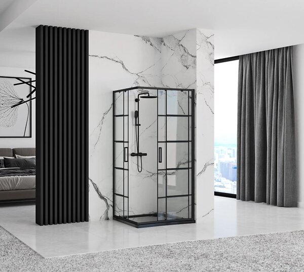 Shower enclosure Rea Concept Black 80x100