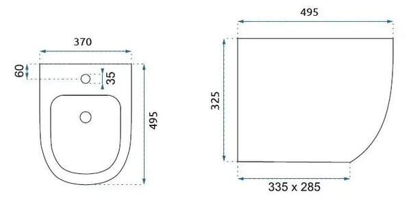 Set Toilet bowl WC CARLO Mini Flat + bidet CARLO Mini White Gold Edge