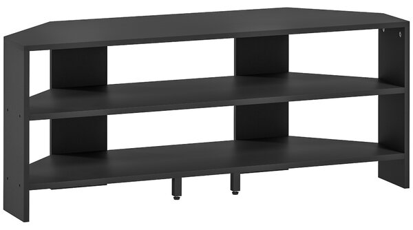 HOMCOM Corner TV Stand with 2 Open Shelves for 47 Inch TV - Black